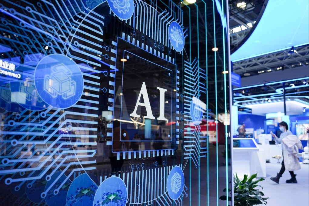 A woman visits the permanent exhibition at the Zhongguancun Exhibition Centre in Beijing in March. It showcases over 560 technologies and products in fields such as AI and embodied intelligence from more than 350 companies. Photo: Xinhua