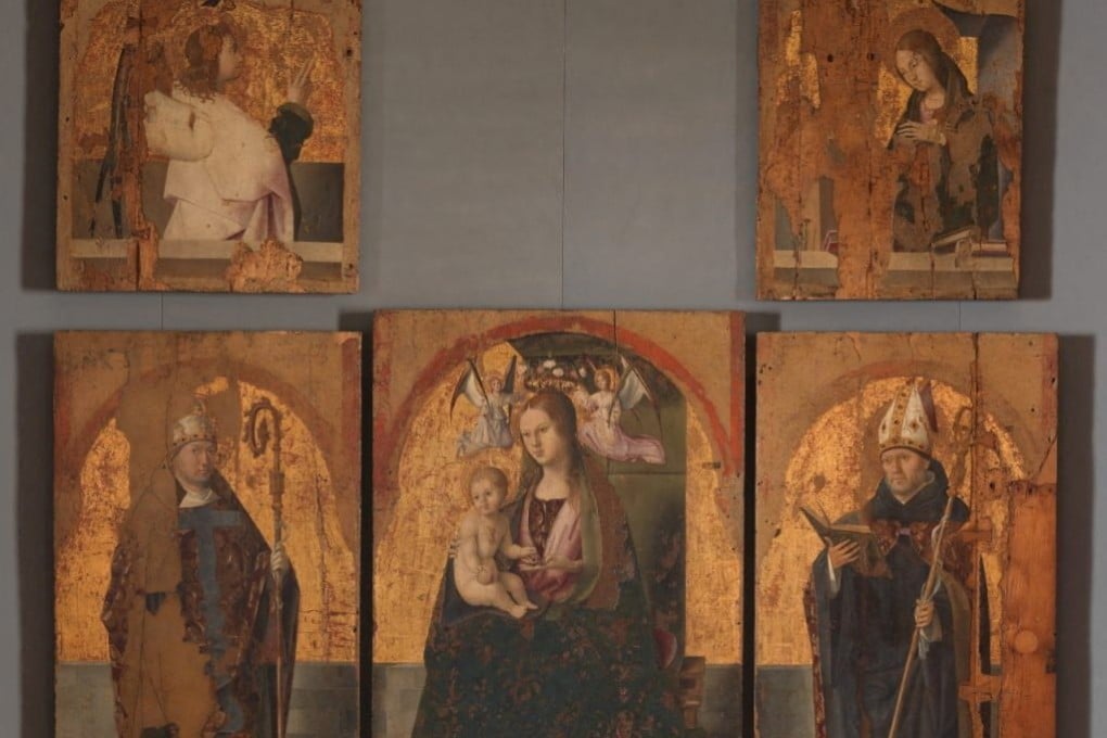 The surviving panels of Antonello da Messina’s 1473 “Polittico di San Gregorio” (San Gregorio Polyptych), at the Museo Regionale Accascina in Messina, Italy. Photo: Courtesy of Museo Regionale Accascina Messina / Handout via Reuters
