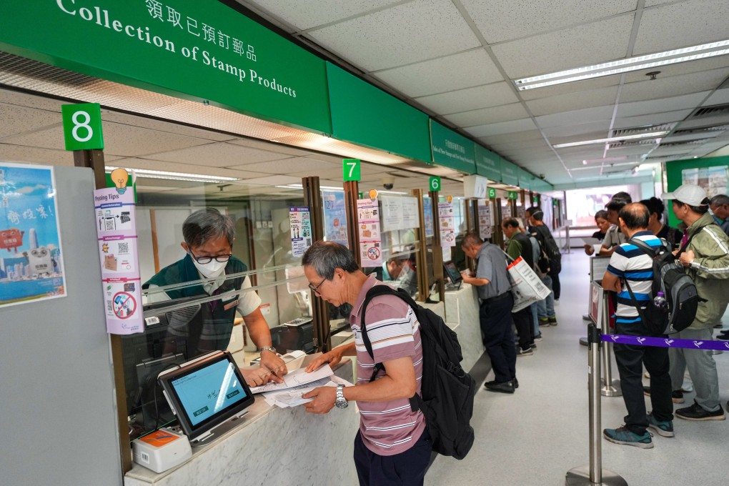 People queue up to get special National Games-themed stamps at the General Post Office in Central on November 9, 2025. Hongkong Post could strengthen its marketing of existing services like personalised stamps. Photo: Karma Lo
