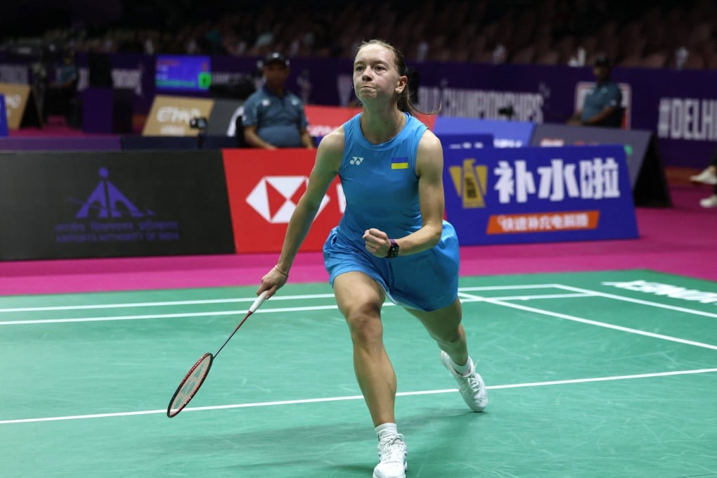 Yevheniia Kantemyr jn action during her first-round singles victory over Germany’s Miranda Wilson. Photo: Reuters