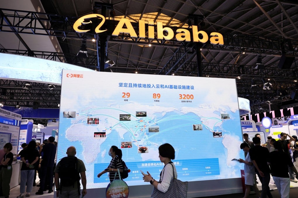 The Alibaba booth at the World Artificial Intelligence Conference in Shanghai on July 26, 2025. Photo: Reuters