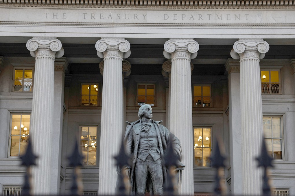 A statue of Alexander Hamilton stands in front of the Treasury Department building in Washington. Photo: TNS