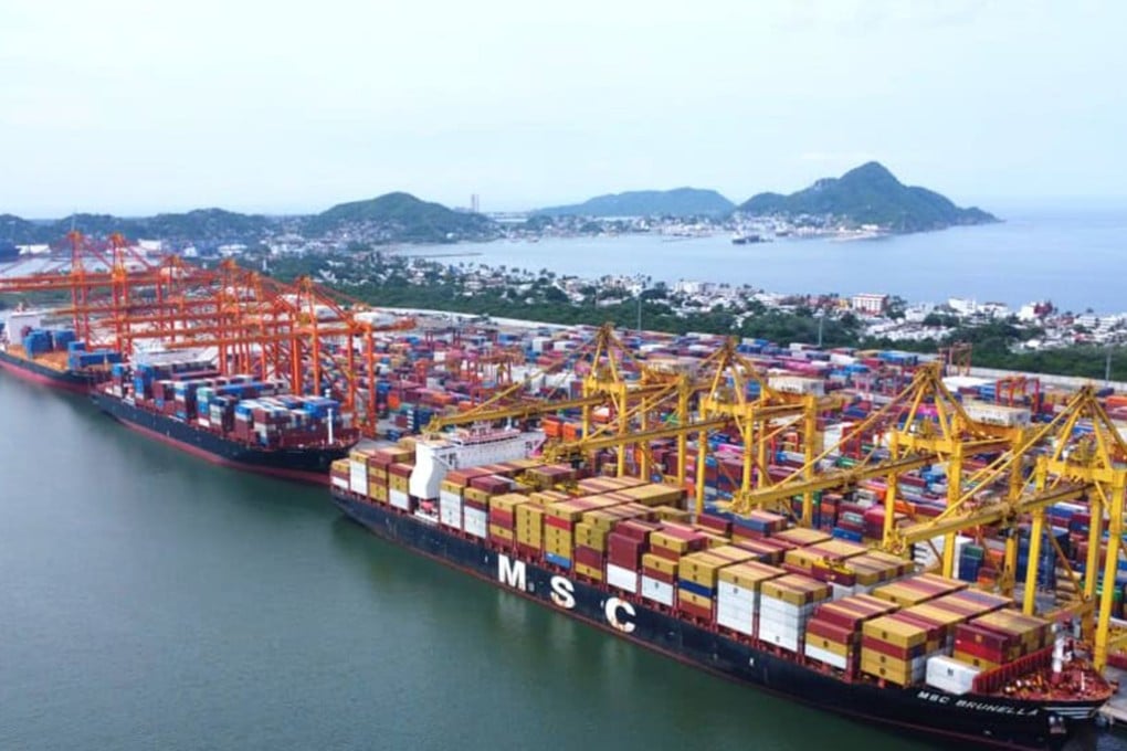 An aerial view of the Contecon Manzanillo container terminal at the Port of Manzanillo in Mexico, a key gateway for trade with Asia. Photo: Handout