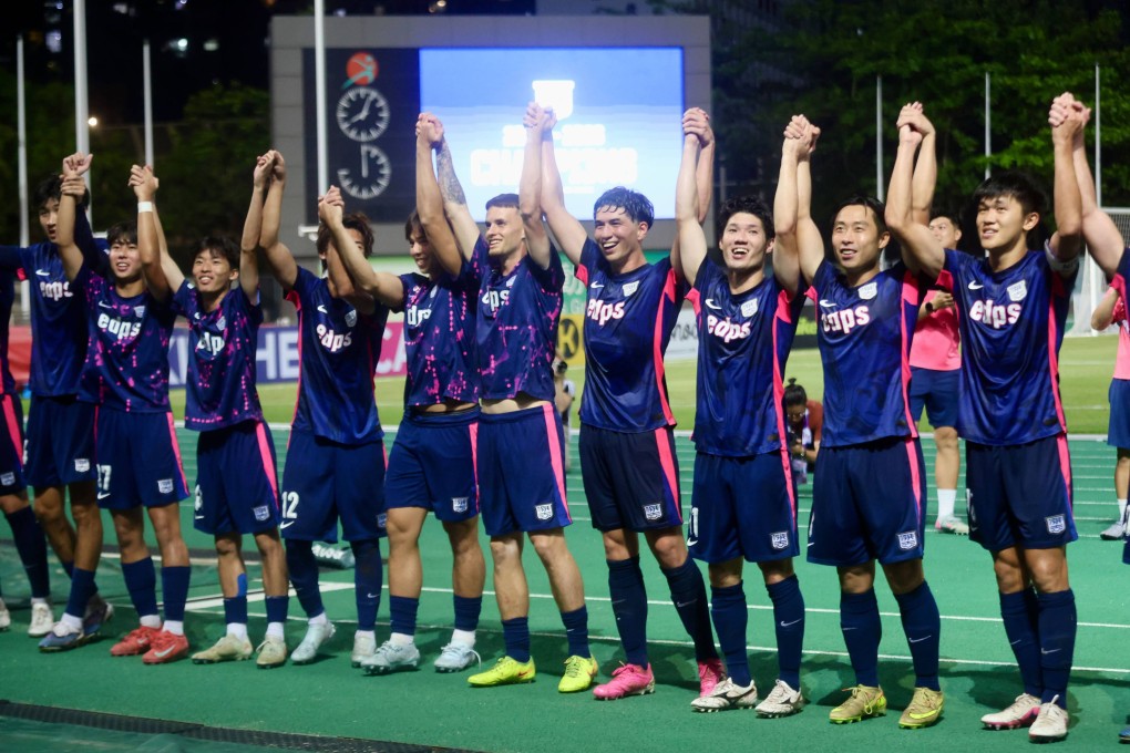 Kitchee players celebrate winning their first Hong Kong Premier League title in three years in April – expect them to win it again this season. Photo: Jonathan Wong