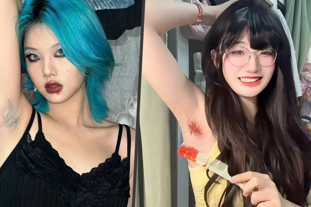 A growing number of young women in China are transforming underarm hair into a vibrant fashion statement, using dye to assert bodily autonomy. Photo: SCMP composite/RedNote