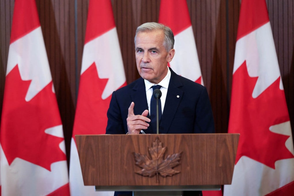 Canadian Prime Minister Mark Carney speaks at a news conference in Ottawa, Ontario, on Saturday. Photo: AFP/Getty Images/TNS