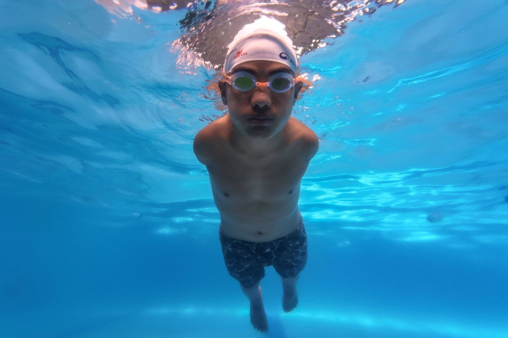 Nepalese swimmer Harka Man Gharti  during a training session for the Asian Para Games in Japan in October. AFP