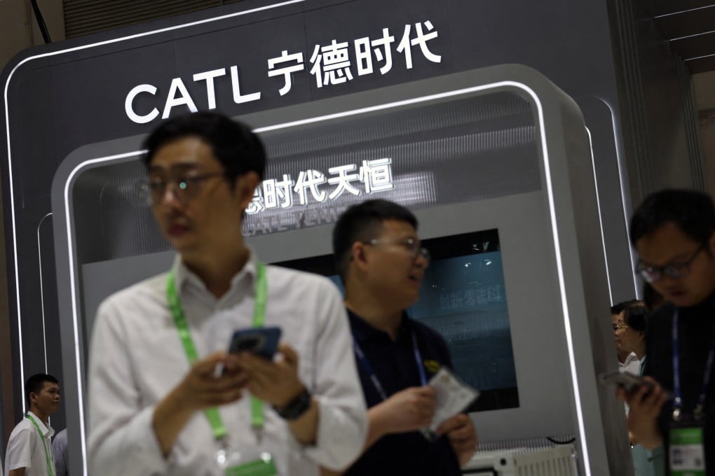 People visit the booth of battery giant CATL during the China International Supply Chain Expo in Beijing on July 16, 2025. Photo: Reuters