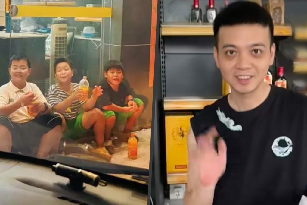 After learning about their neighbourhood store’s impending closure, three young boys pooled their resources, contributing a total of 10.5 yuan (US$1.50) to help the owner. Photo: SCMP composite/Douyin