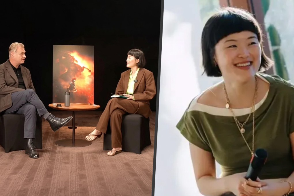 Chinese PhD student Zhongshu achieved international acclaim for her interview with filmmaker Christopher Nolan, but she now finds herself embroiled in plagiarism allegations. Photo: SCMP composite/Bilibili/QQ.com