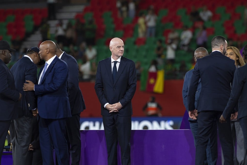 Fifa president Gianni Infantino (centre) has shown no signs of walking away from the position he has held since 2016 despite open opposition from federations. Photo: EPA