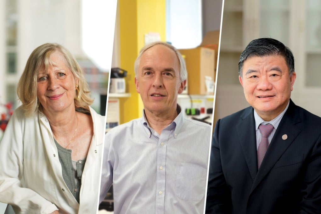 This year’s Shaw Prize in Life Science and Medicine laureates: (from left) Anne Dejean, Hugues de The and Zhu Chen.
