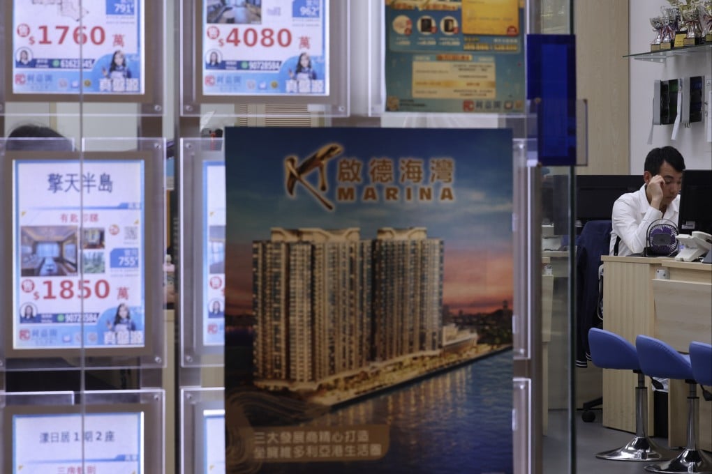 Residential property advertisements at a real estate agency in Jordan. Photo: Jelly Tse