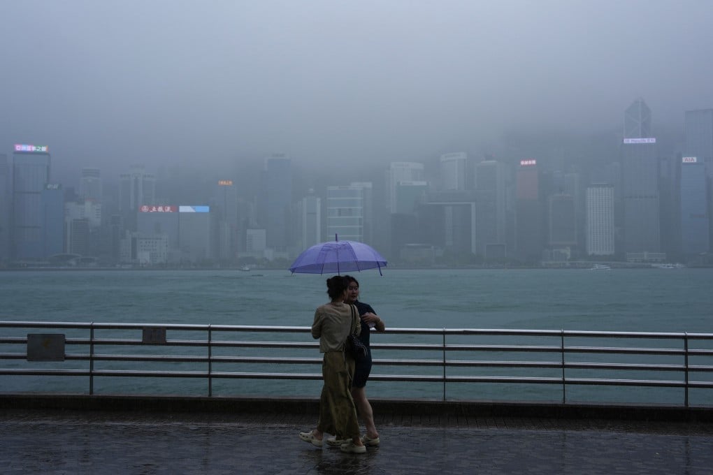Rainy weather at the Victoria Harbour waterfront in Tsim Sha Tsui. Photo: Sam Tsang