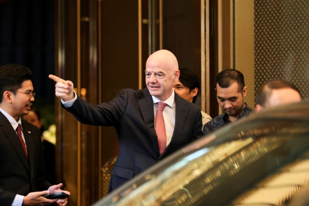 Fifa president Gianni Infantino arrives at a hotel in Hanoi, Vietnam, on Wednesday. Photo: Reuters