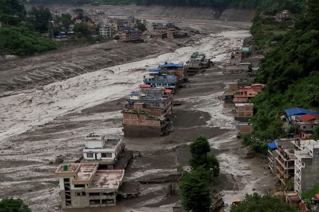 Mud from the flash flood covers properties at Trishuli in Nuwakot district, Nepal, on Wednesday. Photo: Reuters