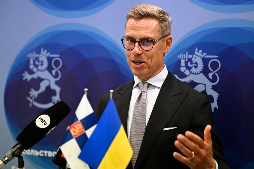 Finland’s President Alexander Stubb speaks at a press conference in Kyiv, Ukraine, on Monday. Photo: dpa