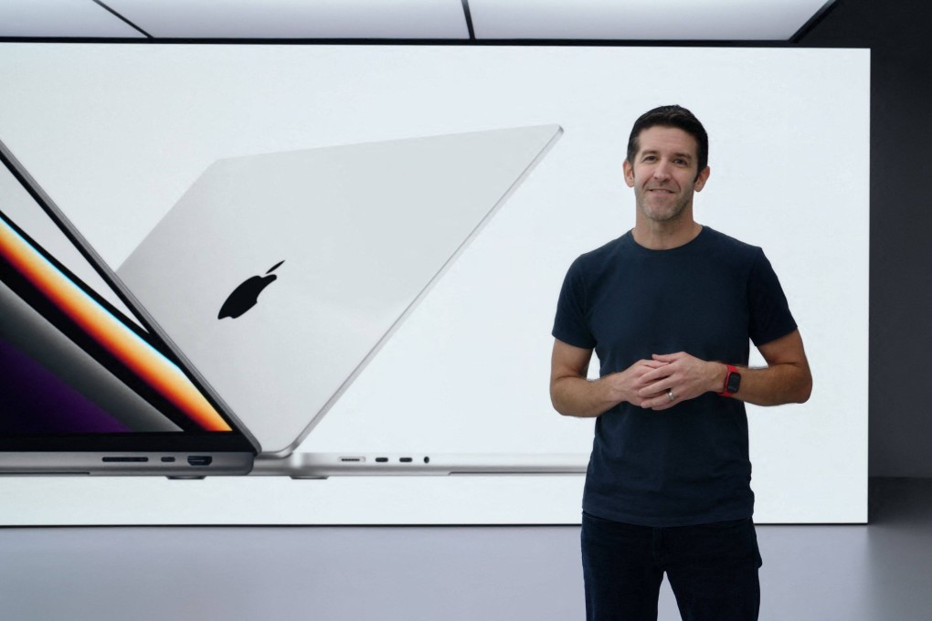 John Ternus introduces the new MacBook Pro in Cupertino, California in 2021. Photo: AFP/Handout/Apple Inc.