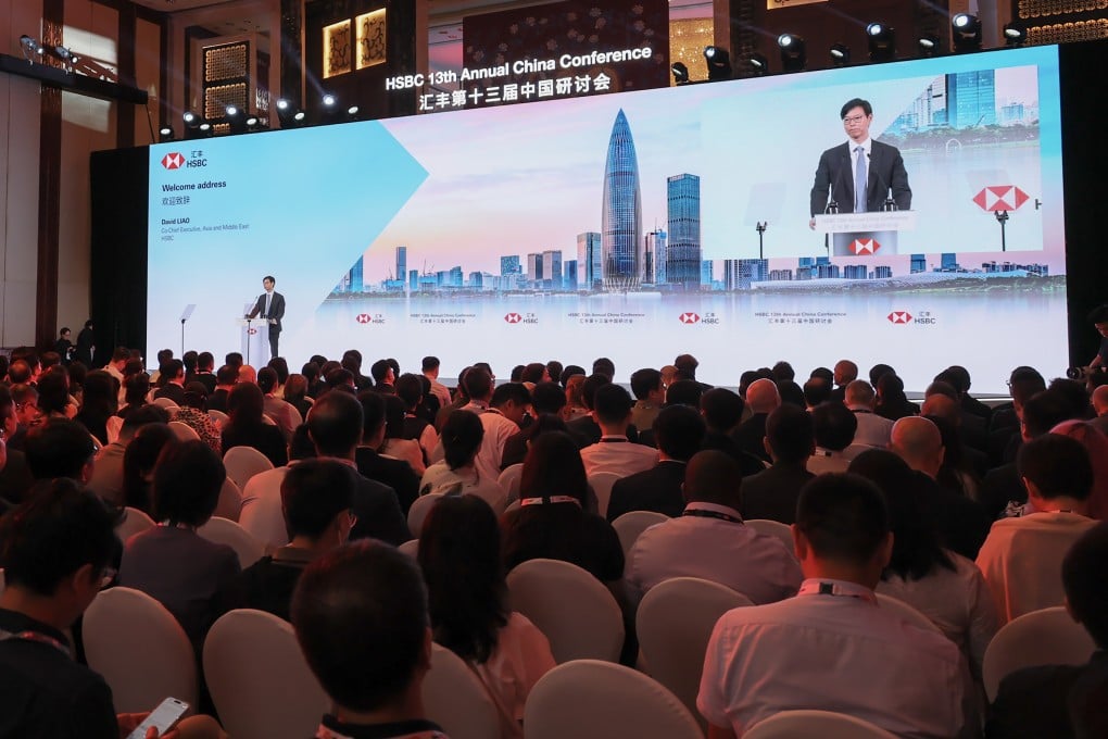 David Liao, HSBC’s co-chief executive for Asia and the Middle East, speaks at the bank’s 13th annual China Conference on Tuesday. Photo: handout