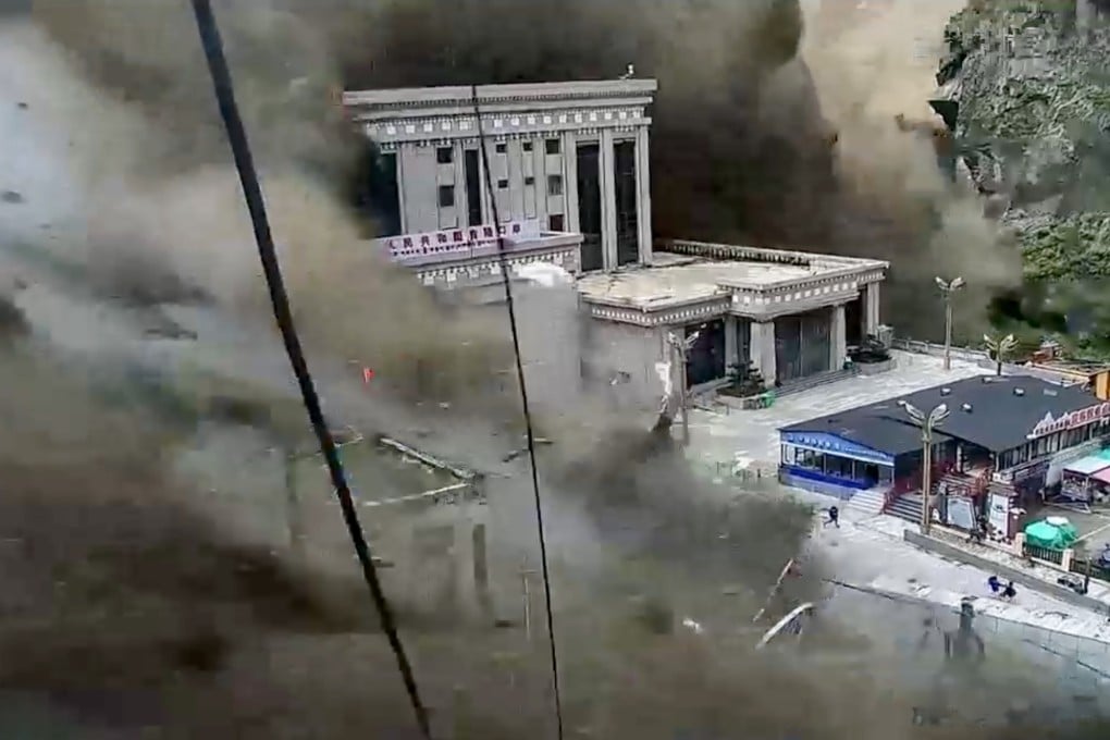 The mudflow was travelling at around 19 metres per second when it struck the Gyirong border crossing. Photo: Handout