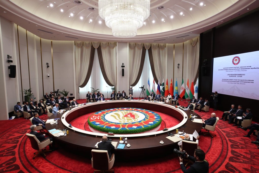 SCO leaders attend the annual summit in Bishkek on Tuesday.  Photo: EPA/Kremlin pool