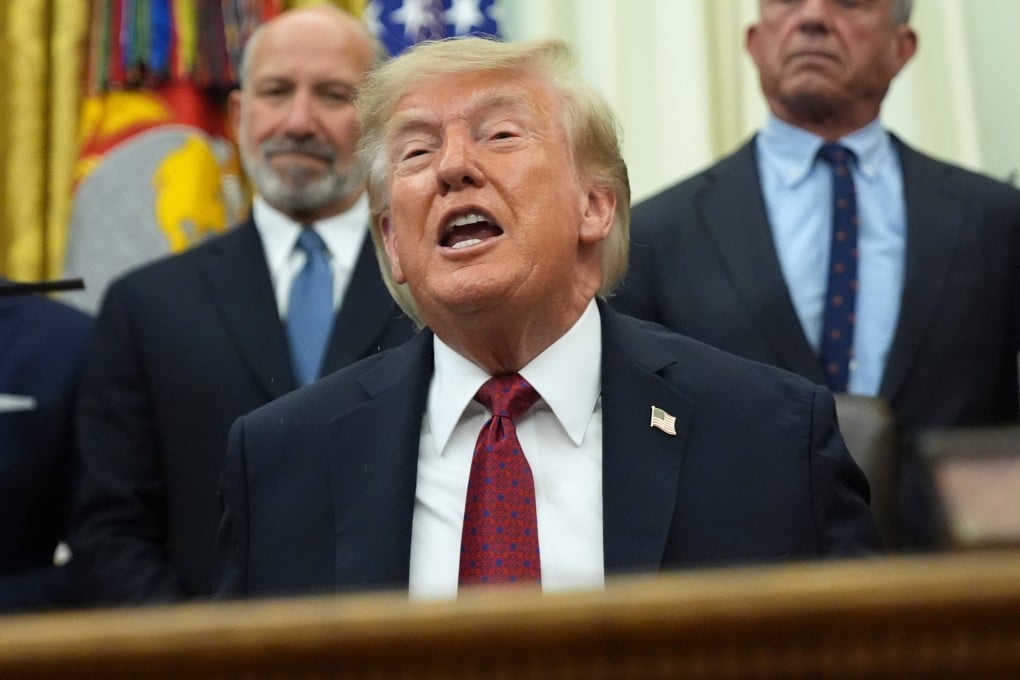 US President Donald Trump answers a question from the media at the White House in Washington on Monday. Photo: AP Photo