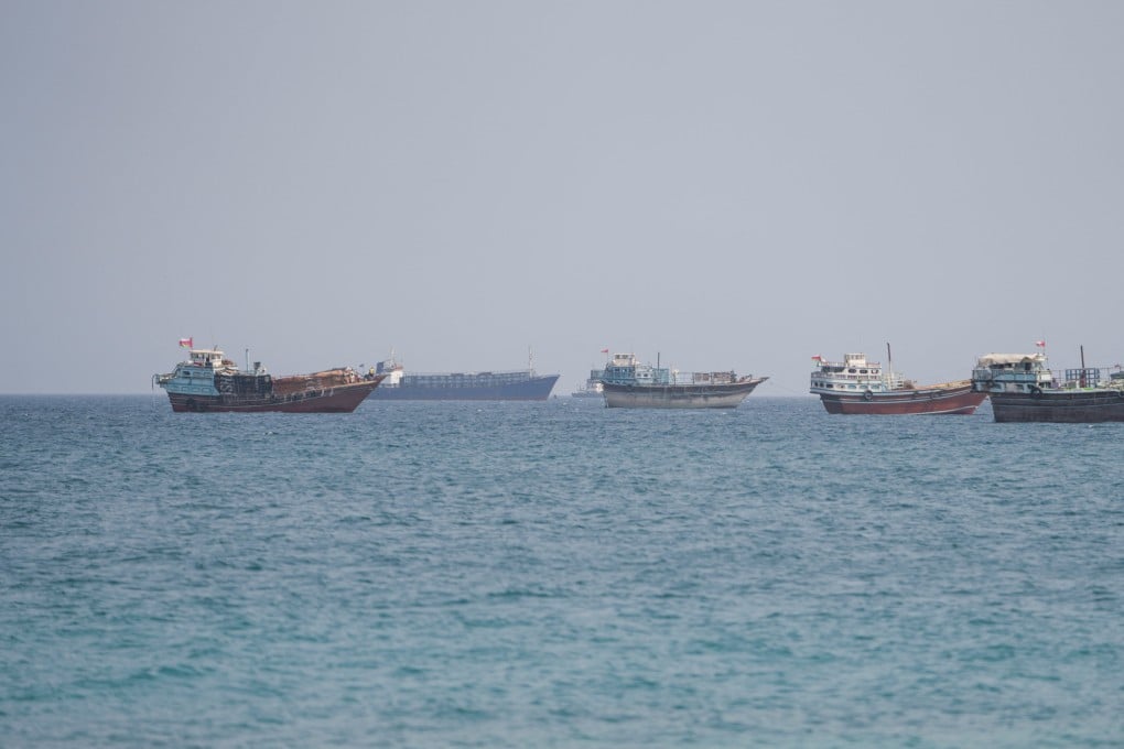 Vessels near the Strait of Hormuz, as seen from Musandam, Oman, on Wednesday. Photo: Reuters