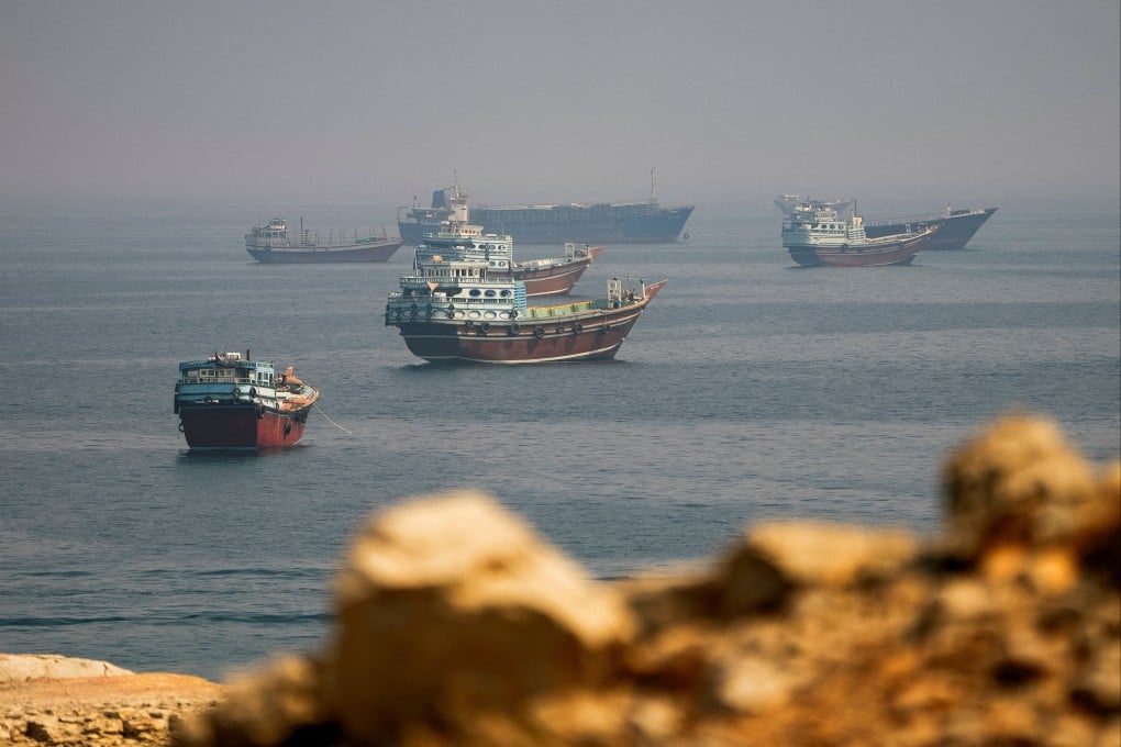 Vessels near the Strait of Hormuz, as seen from Musandam, Oman, on August 31. Photo: Reuters