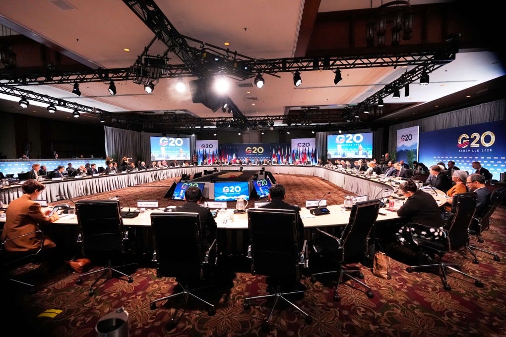 G20 finance ministers and central bankers at Tuesday’s plenary session on sovereign debt in Asheville. Photo: AP