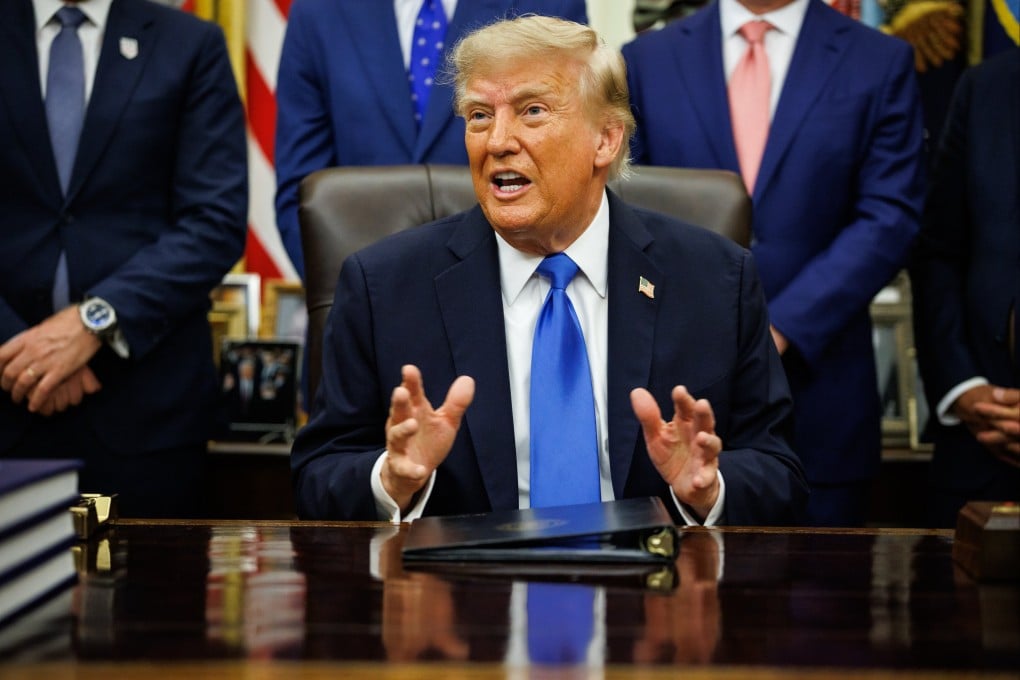 US President Donald Trump addresses the media during a meeting with major travel executives at the White House in Washington on Wednesday. Photo: EPA