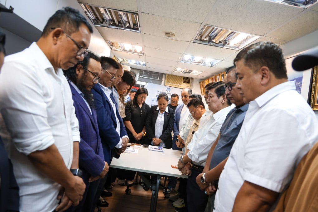 Victims of the disaster are mourned at the Non-Resident Nepalese Association office in Yau Ma Tei. Photo: Silvia Siu