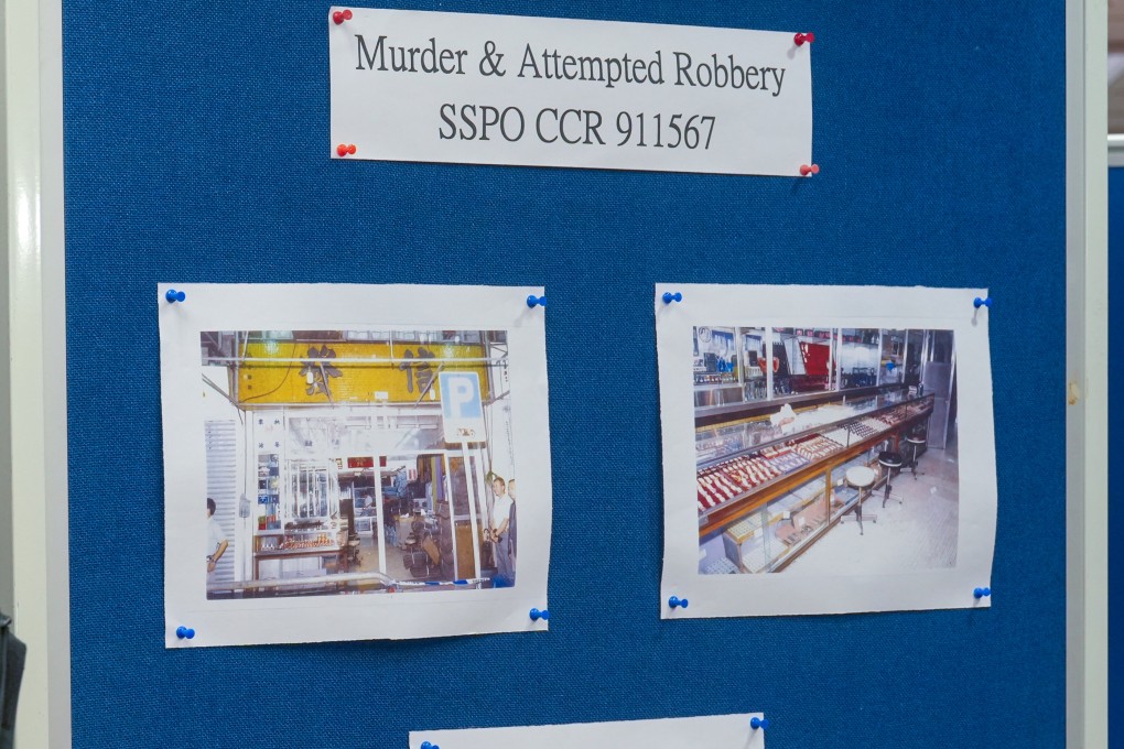 Police display images from the scene of the murder and attempted robbery during a press conference held in November 2023. Photo: Sam Tsang