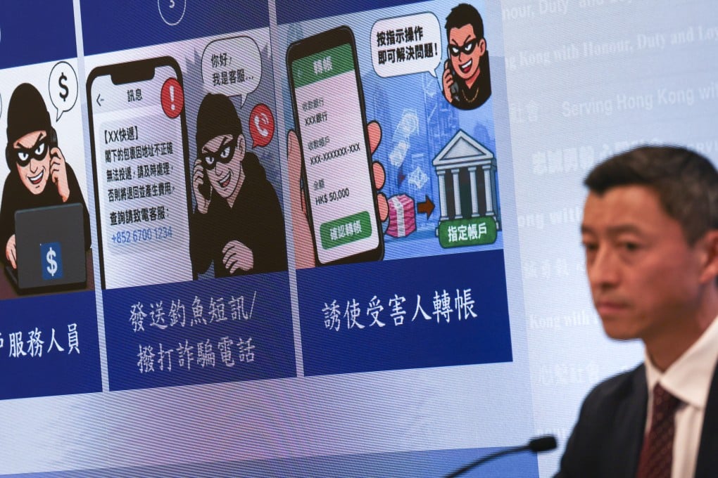 The number of phone scam cases rose by 45 per cent to 4,830 in the first half of 2026 compared with a year ago, police say. Piictured is Chief Inspector Wong Yam-wing of the financial Intelligence and investigation bureau, Photo: Silvia Siu