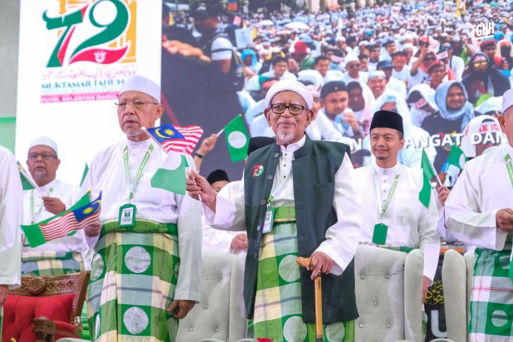 PAS president Abdul Hadi Awang (centre, in vest) attends the party’s annual convention Kota Bharu, Malaysia, on Friday. Photo: Facebook/abdulhadiawang