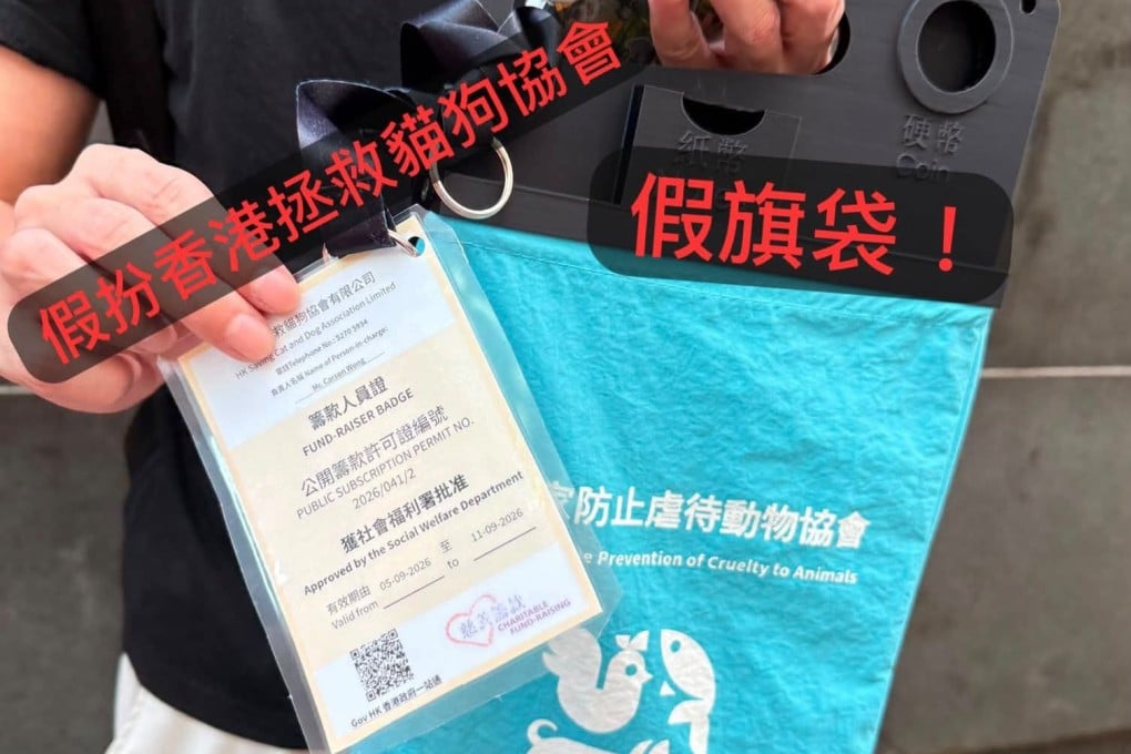The fake collection bags were light blue, rather than dark blue ones used by the authentic volunteers. Photo: Threads/ms.lionheadrabbit