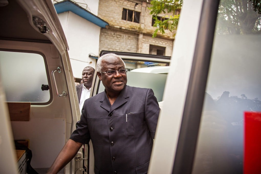 Ernest Bai Koroma in Freetown, Sierra Leone in September 2014. The former president returned to Sierra Leone on Sunday after treason charges against him. Photo: AP