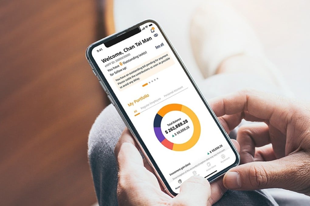 The eMPF mobile app is the central electronic platform for managing Mandatory Provident Fund schemes in Hong Kong. The Financial Services Development Council suggests allowing a portion of MPF funds to be invested in more asset classes and infrastructure. Photo: Handout