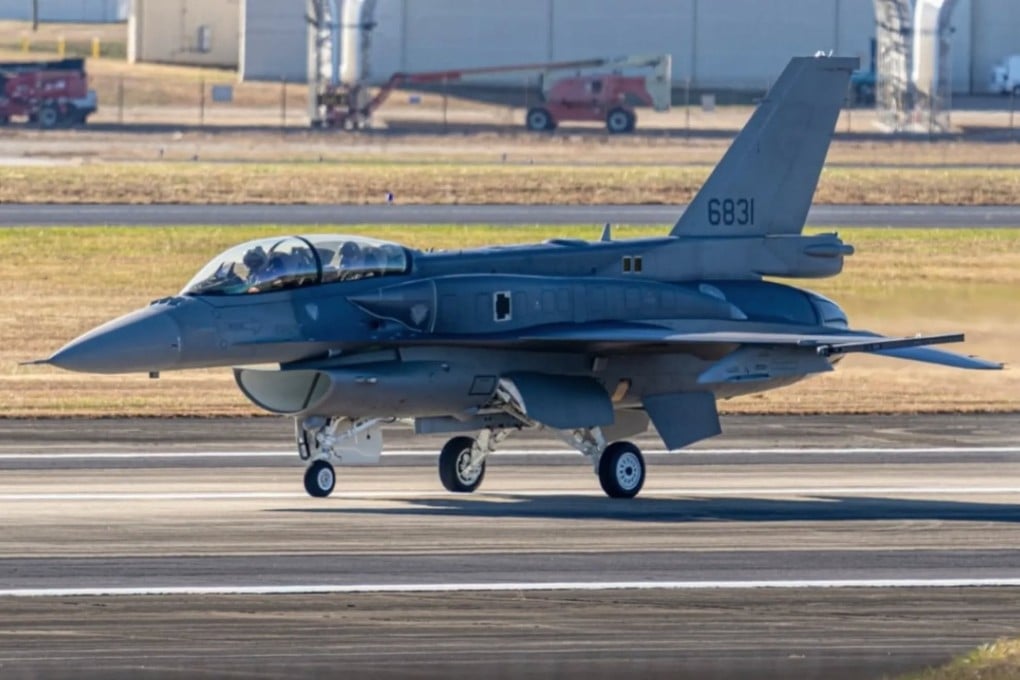An image circulating online that purports to show one of the Taiwan-bound F-16s on a US airfield. Photo: Handout