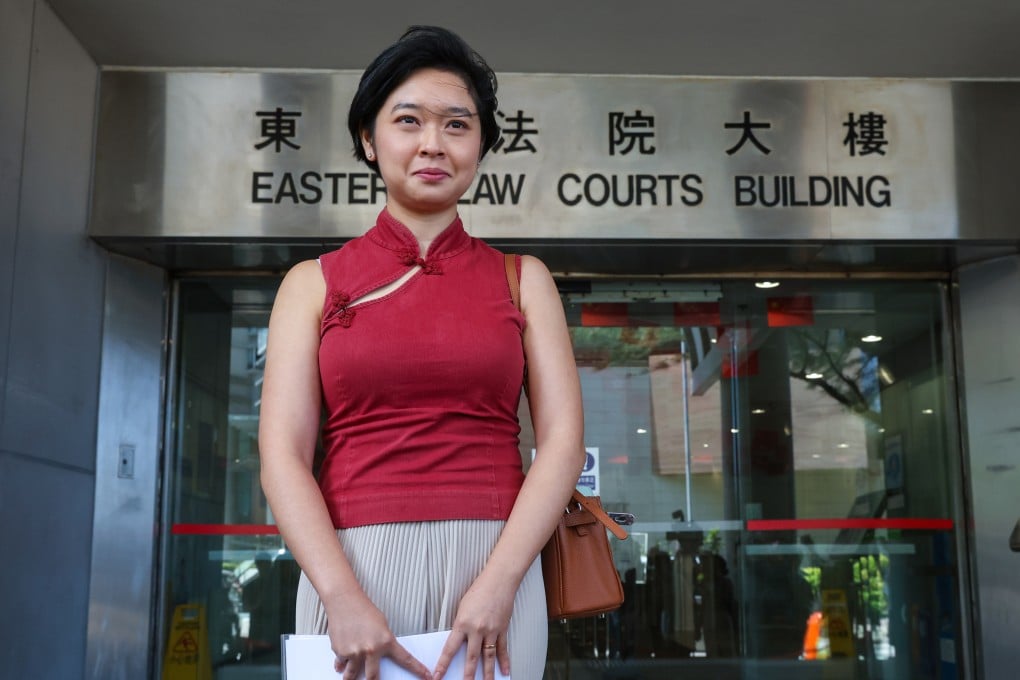 Hong Kong Journalists Association chairwoman Selina Cheng speaks to media outside the Eastern Court building after the ruling. Photo: Edmond So