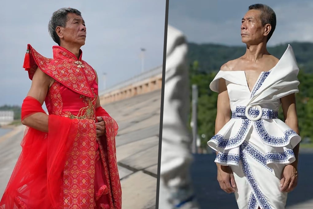 Two Chinese cousins in their 50s revitalise traditional Guangxi Zhuang Jin fabric by redesigning it into modern, “neo-Chinese” clothing. Photo: SCMP composite/Douyin