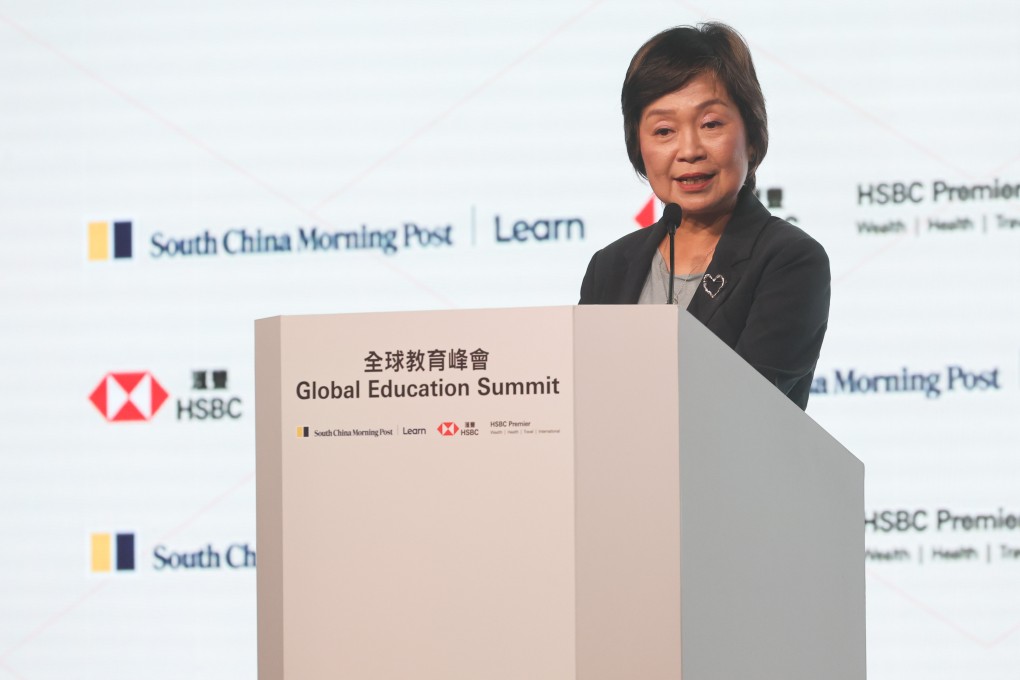 Secretary for Education Christine Choi Yuk-lin speaks at the Global Education Summit 2026 at Grand Hyatt in Wan Chai on September 5. Photo: Edmond So