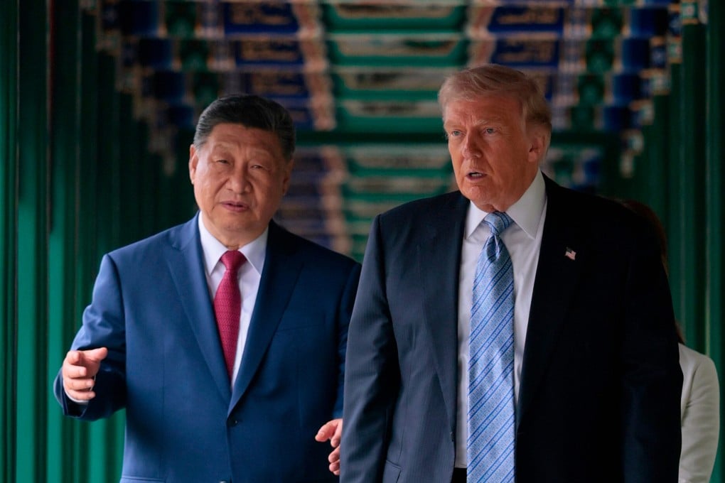 During his trip in May to meet Chinese President Xi Jinping (left), US President Donald Trump (right) was accompanied by more than a dozen American CEOs. Photo: AP