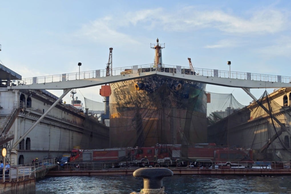 The stricken ship is the Liberian-flagged bulk carrier Ocean Melody, Chinese media reports suggest. Photo: Xinhua