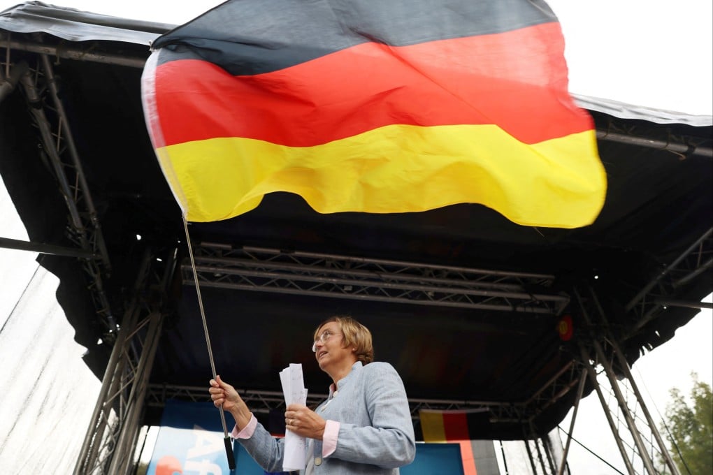Beatrix von Storch of the far-right Alternative for Germany addresses a campaign rally ahead of the state election in the Marzahn-Hellersdorf borough of Berlin on Wednesday. Photo: Reuters