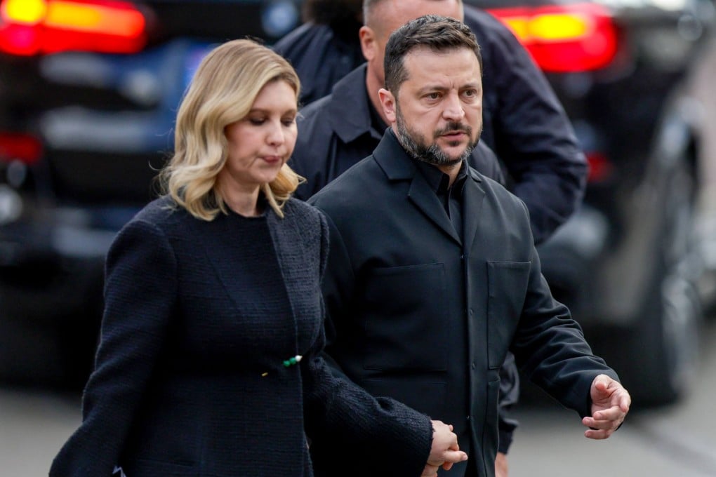 Ukraine’s President Volodymyr Zelensky and first lady Olena Zelenska walk behind the coffin of Norway’s late King Harald V as it is carried from the Oslo Cathedral to Akershus Castle in Oslo, Norway, on Wednesday. Photo: AFP