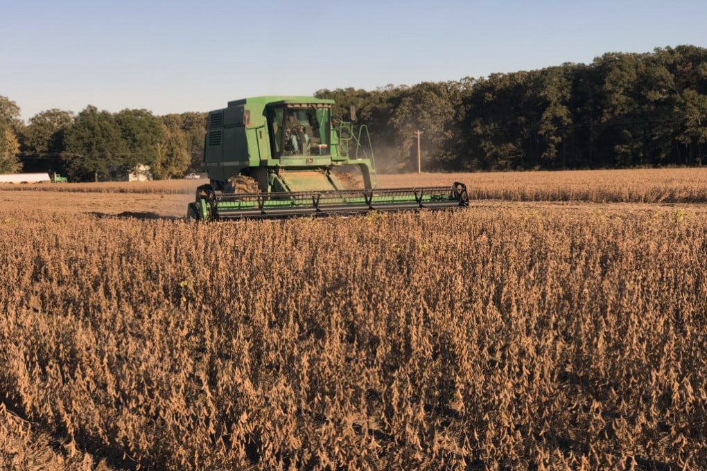 A farmer harvests a soybean plot in Colt, Arkansas. China has met its commitment to buy US soybeans in the 2025 season, a Trump administration trade official says. Photo: Handout