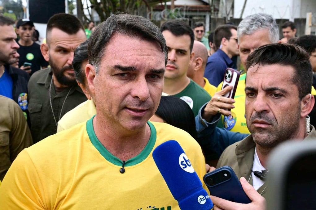 Brazilian right-wing presidential candidate Flavio Bolsonaro, of the Liberal Party (PL) at a campaign rally in Juiz de Fora, Minas Gerais state, Brazil, on Wednesday. Photo: AFP