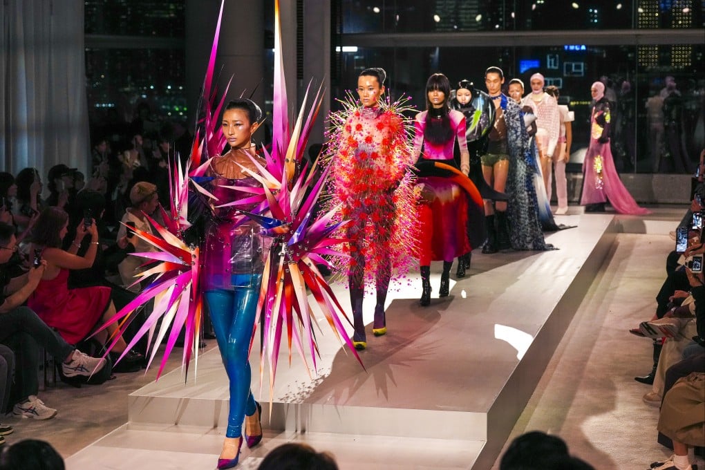 Models wear outfits by Hong Kong fashion designer and artist Kit Wan at Centrestage, a highlight of the 2026 Hong Kong Fashion Fest. Photo: Karma Lo