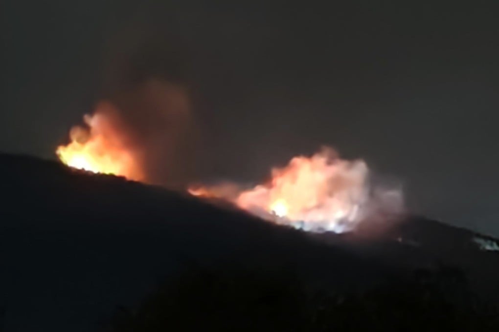 Fire from an ammunition depot storage of the EMCO company near Tsareva Livada, Bulgaria on Saturday. Photo: AP