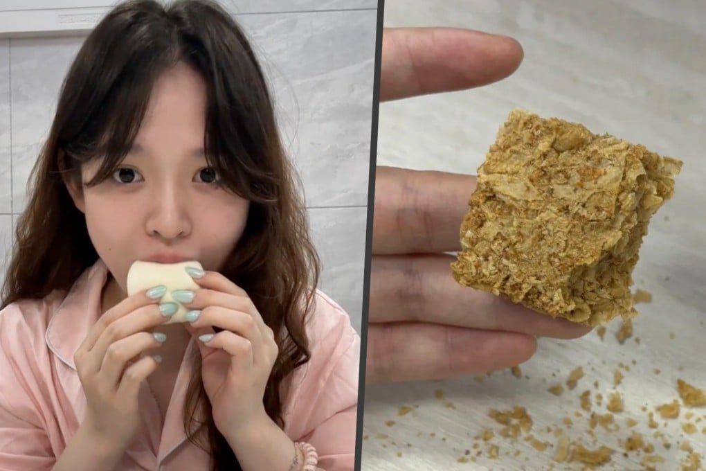 Young people in China are now trying to lose weight by turning to ultra-chewy snacks that were previously dismissed as tasteless. Photo: SCMP composite/RedNote